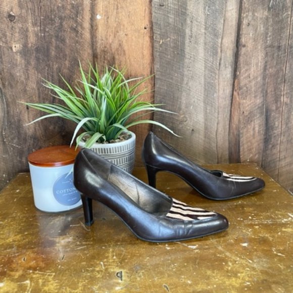 Franco Barbieri Italian Leather Zebra Print Heel - Size 6 1/2 - Picture 6 of 9